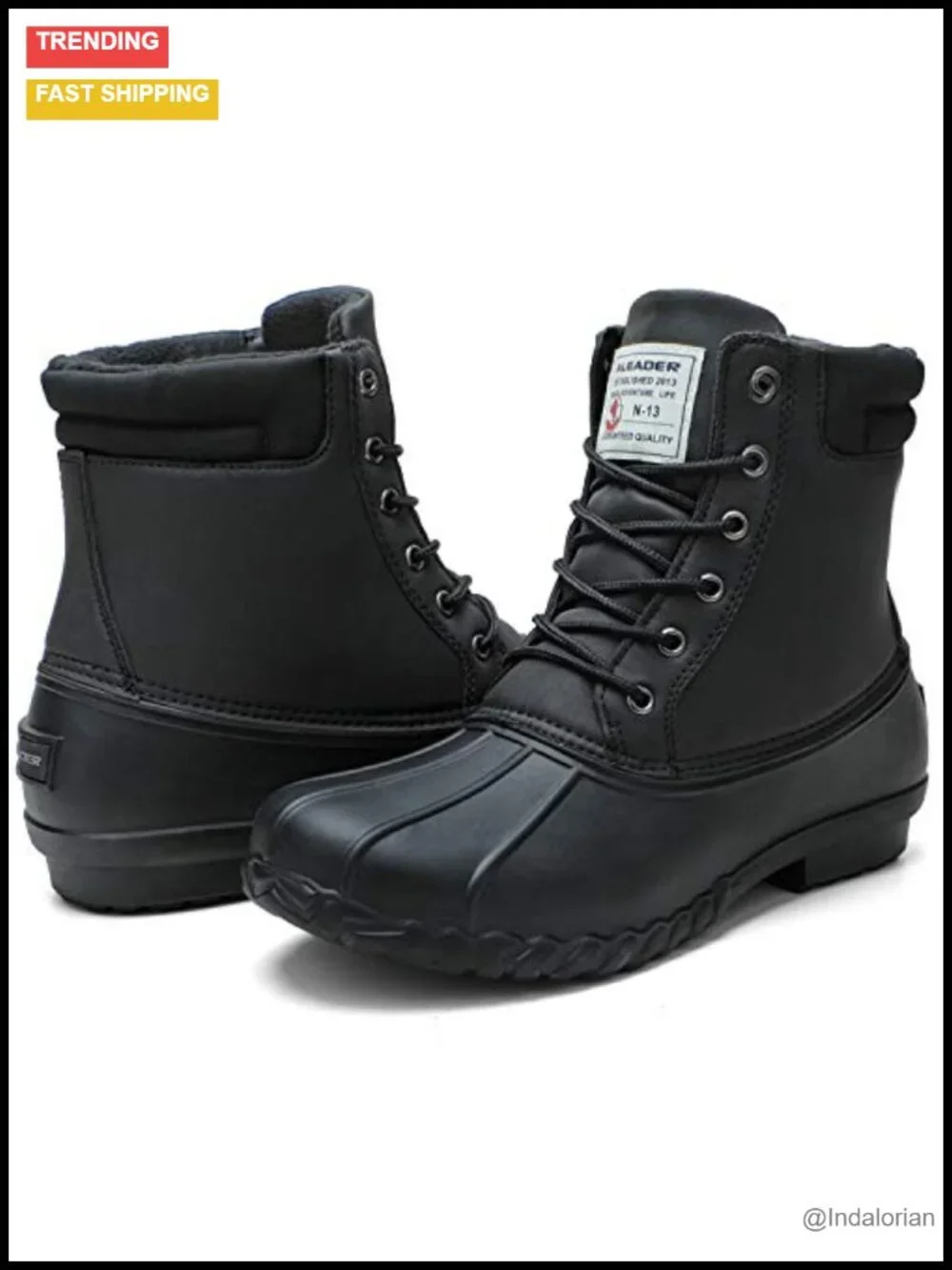 Men's Insulated Fur Lined Duck Boots Waterproof Winter Snow Boots Mid-Calf